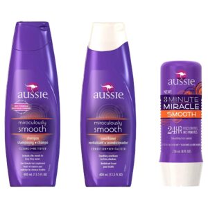 kit-aussie-smooth-shampoo-e-condicionador-para-cabelos-normais-400ml---tratamento-para-cabelos-normais-smooth-3-minutes-miracle-236ml